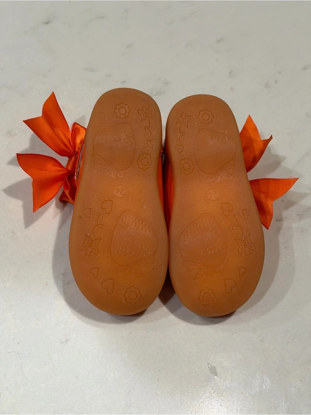 Kids Orange Patent Mary Jane Shoes with Bow